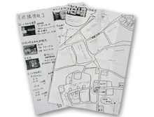 ■学生が丹念に聞き取り調査をして一日がかりで作成した生活マップ