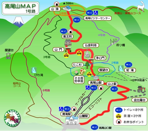 図：高尾山マップ（高尾山公式ホームページより引用）