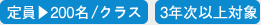 定員200名/クラス 3年次以上対象