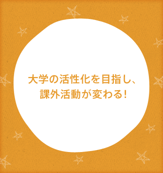 大学の活性化を目指し、課外活動が変わる！