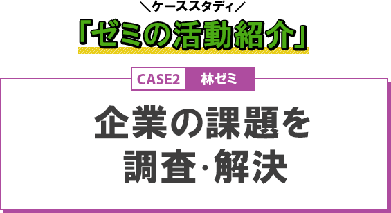 ケーススタディ「ゼミの活動紹介」　CASE2：企業の課題を調査・解決/林ゼミ