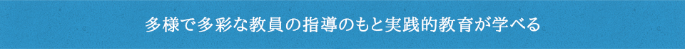 多様で多彩な教員の指導のもと実践的教育が学べる